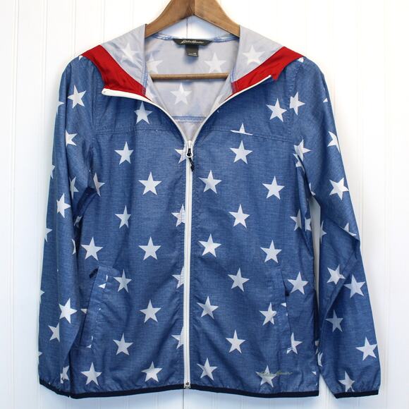 Eddie Bauer Momentum Jacket Womens XS Full Zip Patriotic Stars Red White Blue - Picture 1 of 10